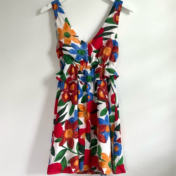Tuckernuck Lush Printed Plunge Ruffle Mini Dress - Picture 1 of 7